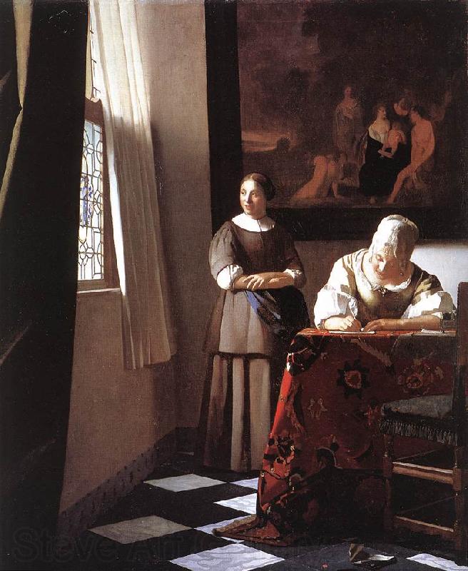 Jan Vermeer Lady Writing a Letter with Her Maid Spain oil painting art